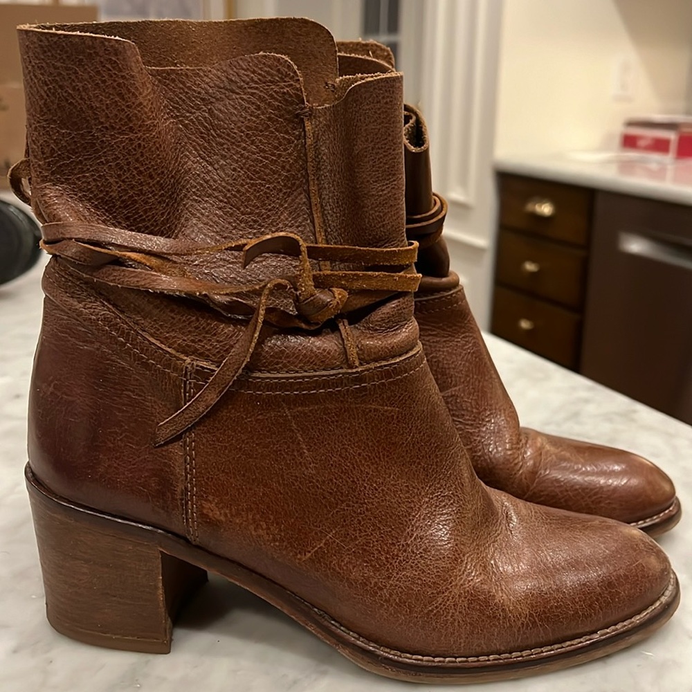 Matta brown leather midi boot - size 38
